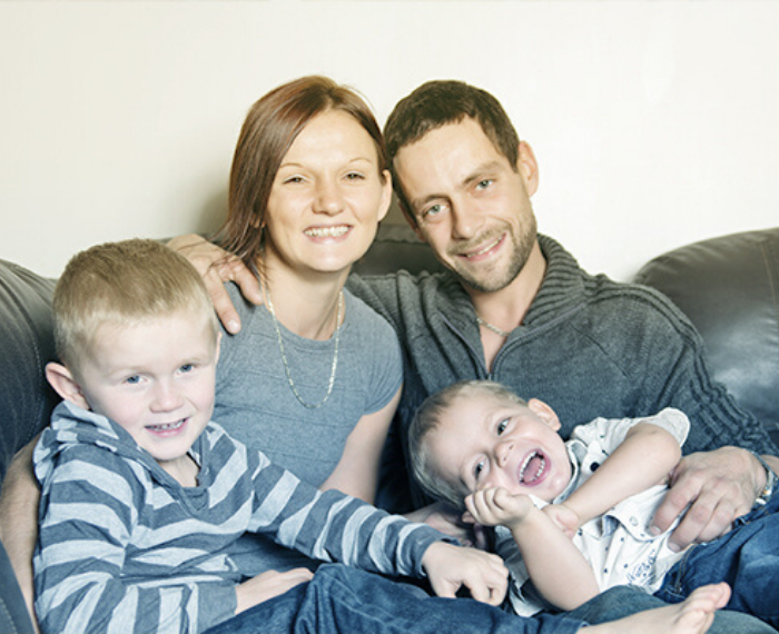 Young family with two kids